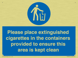 Please place extinguished cigarettes in the containers provided to ensure this area is kept clean